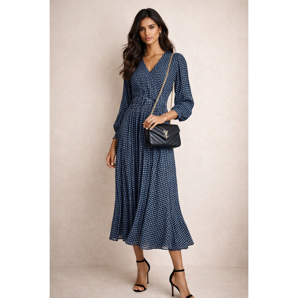 Who What Wear Dress Womens XS Blue Boho Peasant Cottagecore Romantic Midi Classy